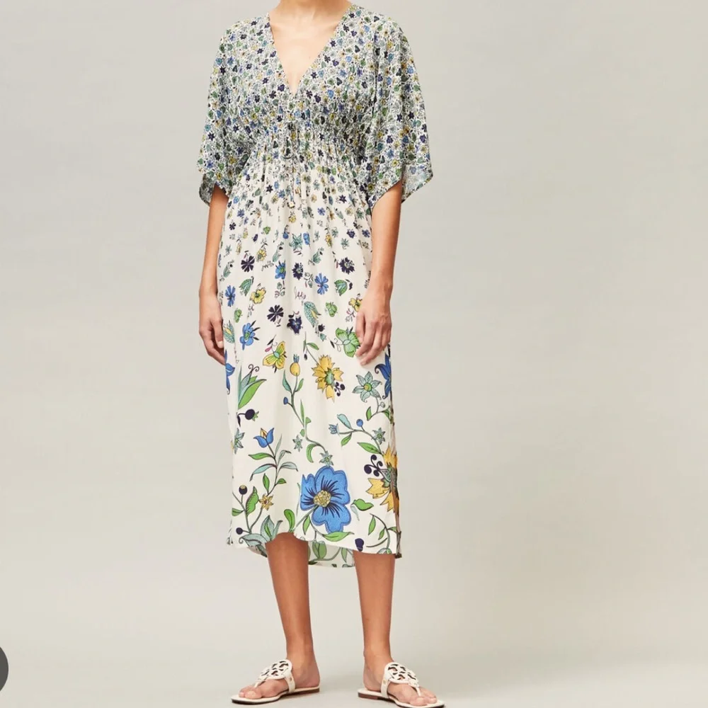 Tory Burch Floral Print Midi Beach Dress
